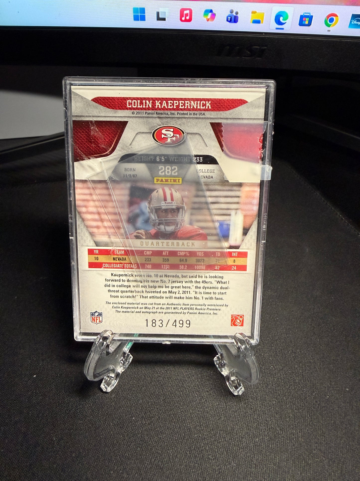 2011 Certified Colin Kaepernick Patch Auto /499