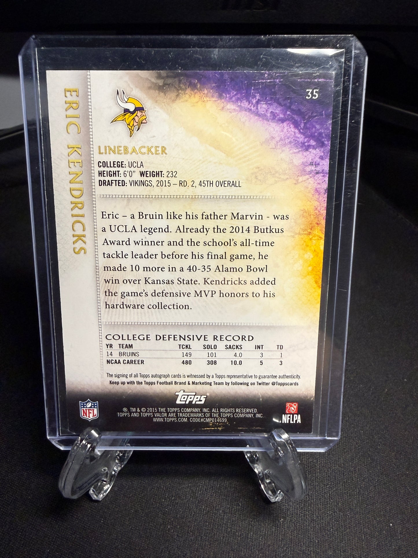2015 Topps Valor Rookie Eric Kendricks /800