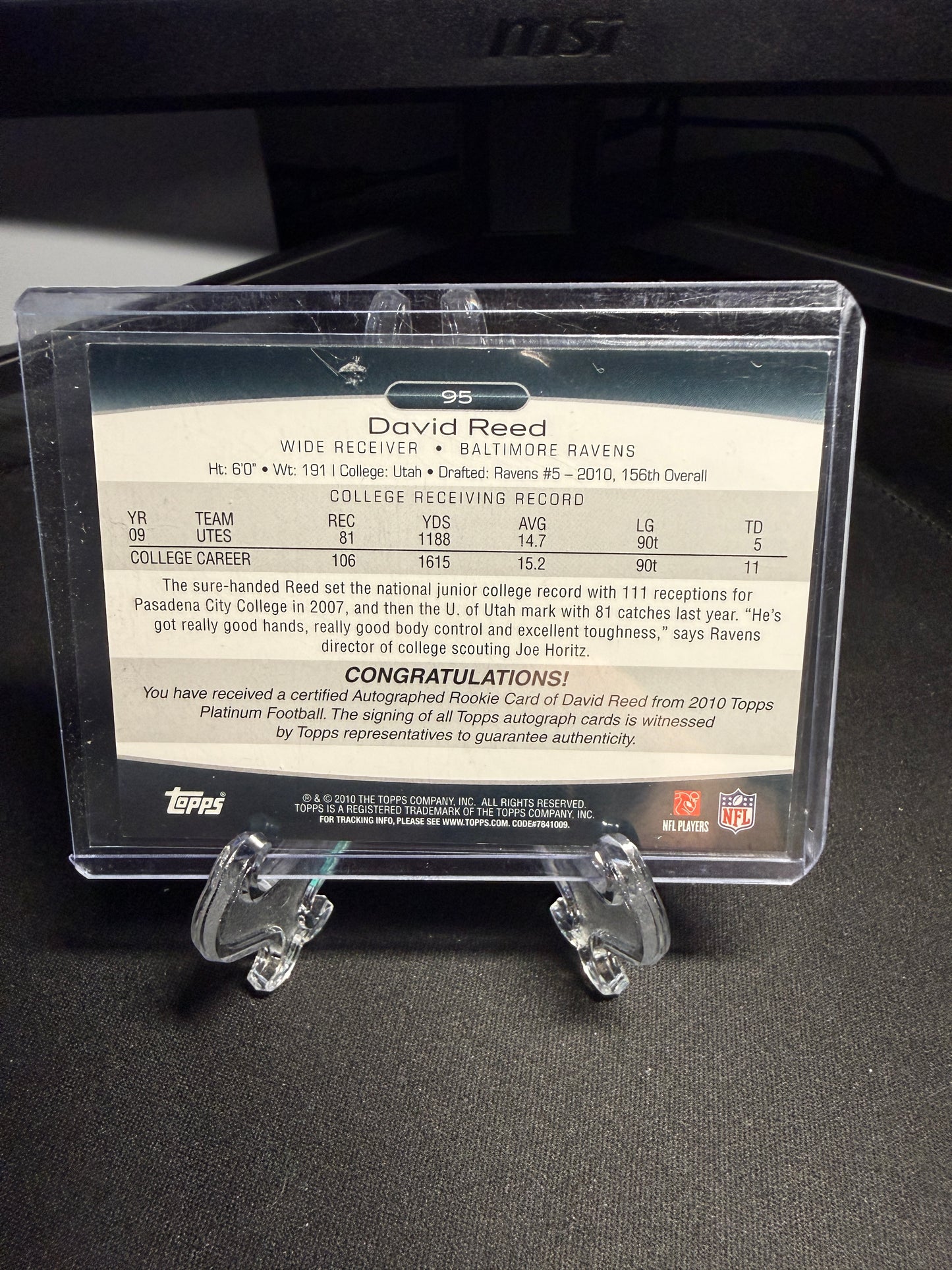 2010 Topps Platinum Rookie David Reed Auto /599