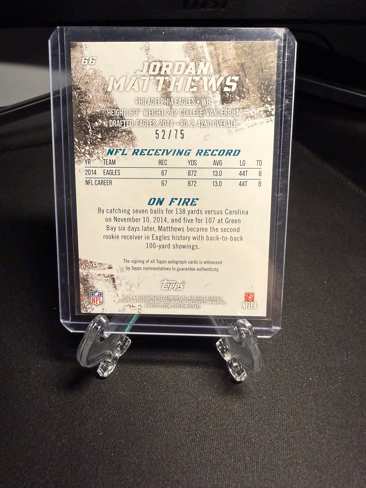 2015 Topps Fire Jordan Mathews Auto /75