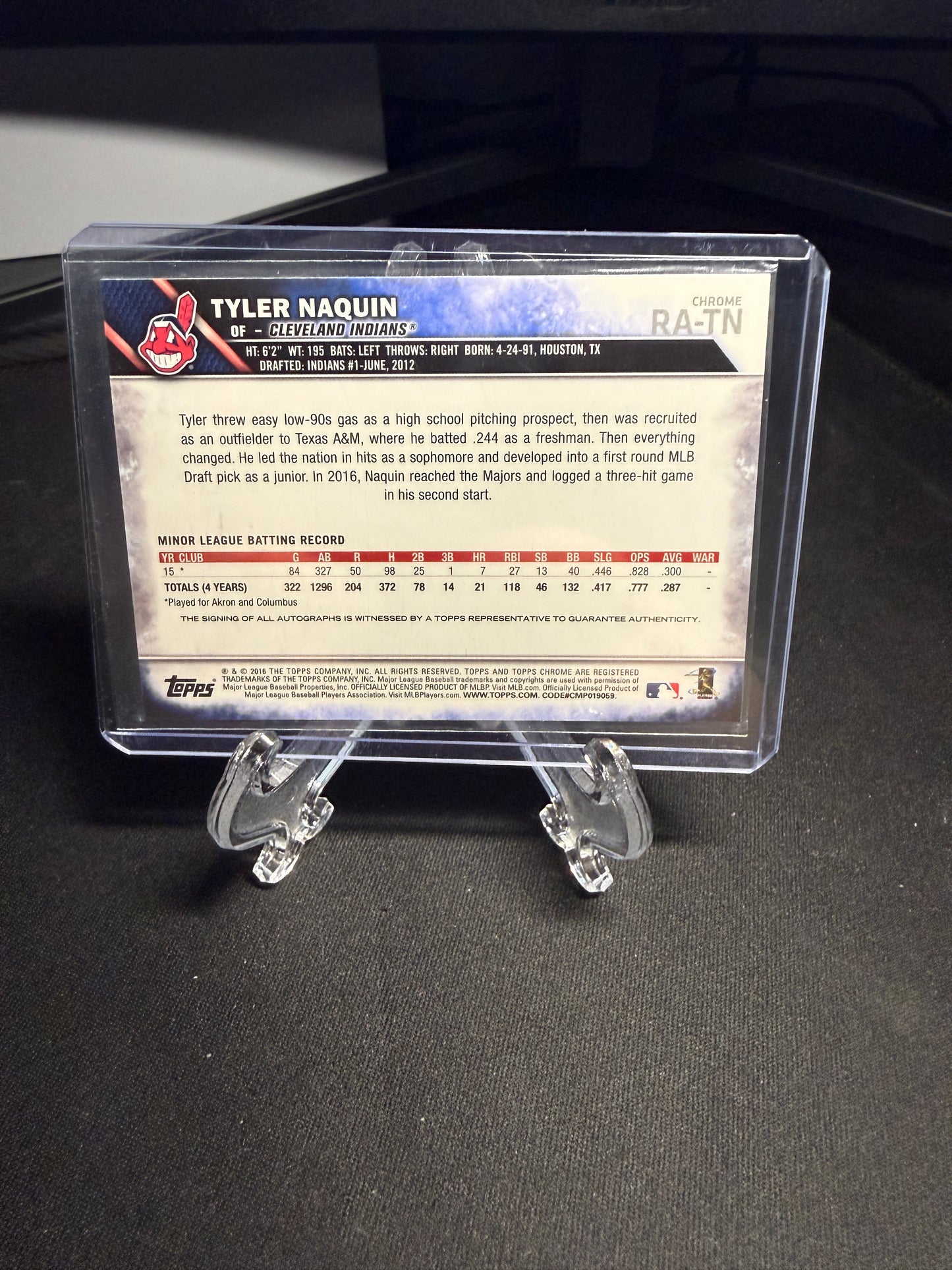 2016 Topps Chrome Rookie Tyler Naquin Auto