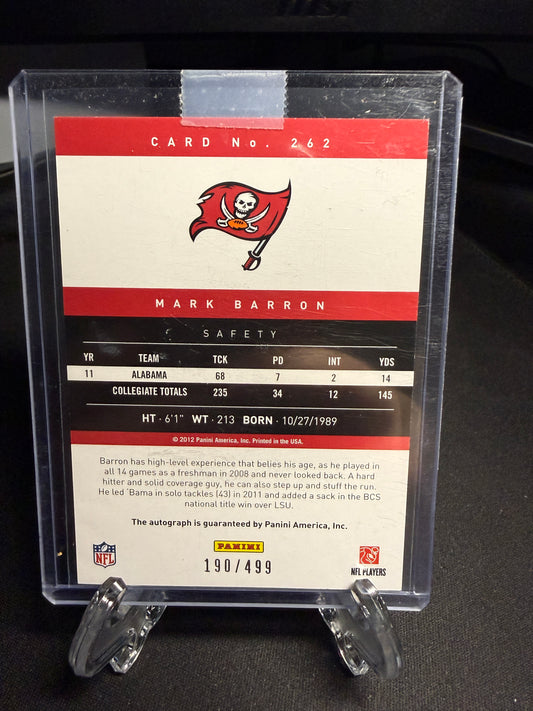 2012 Prestige Rookie Mark Barron Auto /499