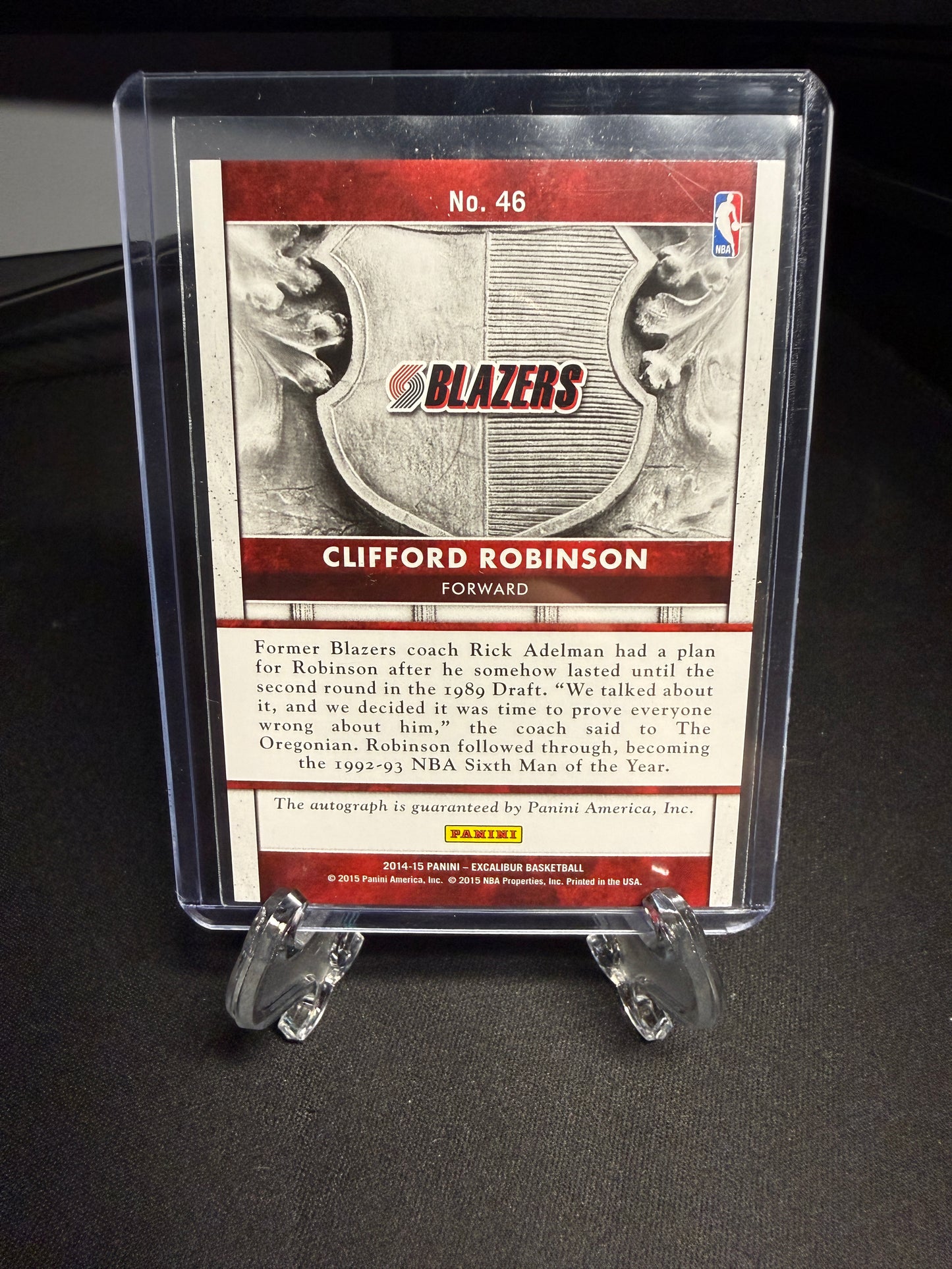 2015 Panini Excalibur Clifford Robinson Auto