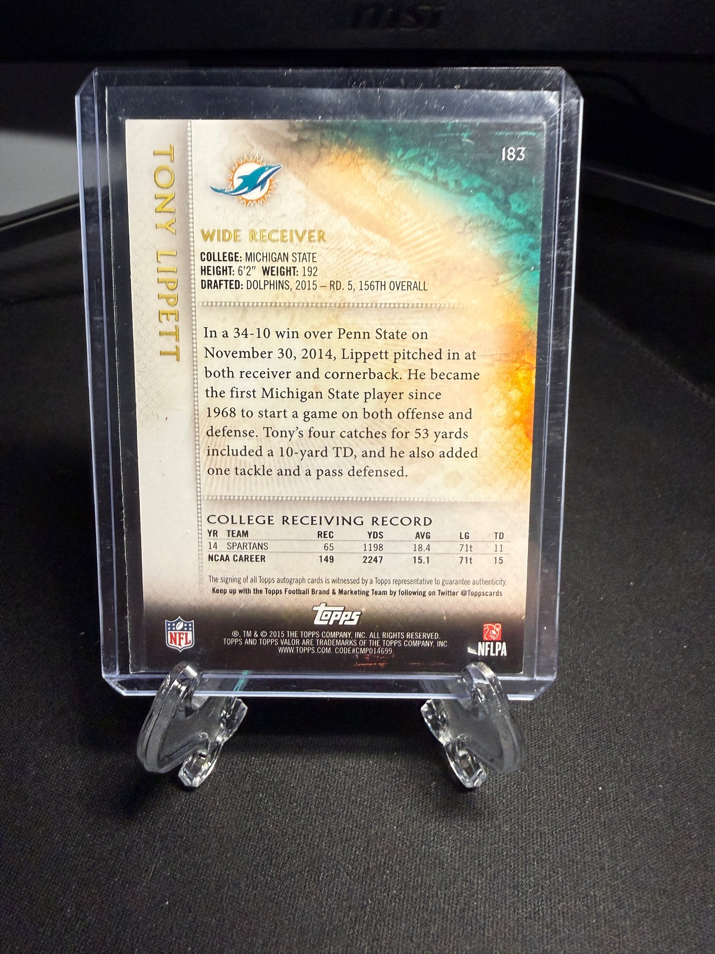 2015 Topps Valor Rookie Tony Lippett /800