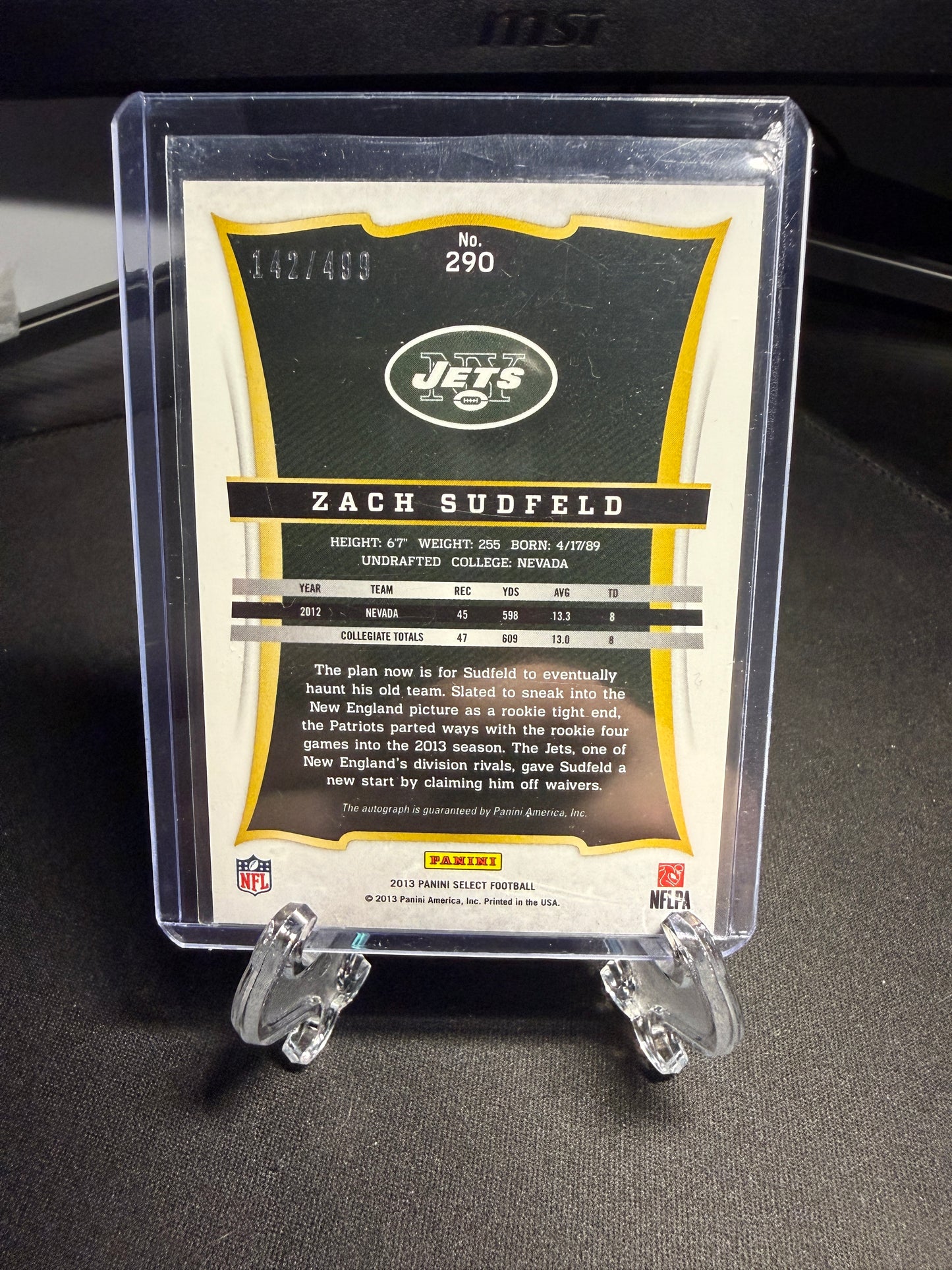 2013 Panini Select Rookie Zach Sudfeld Auto /499