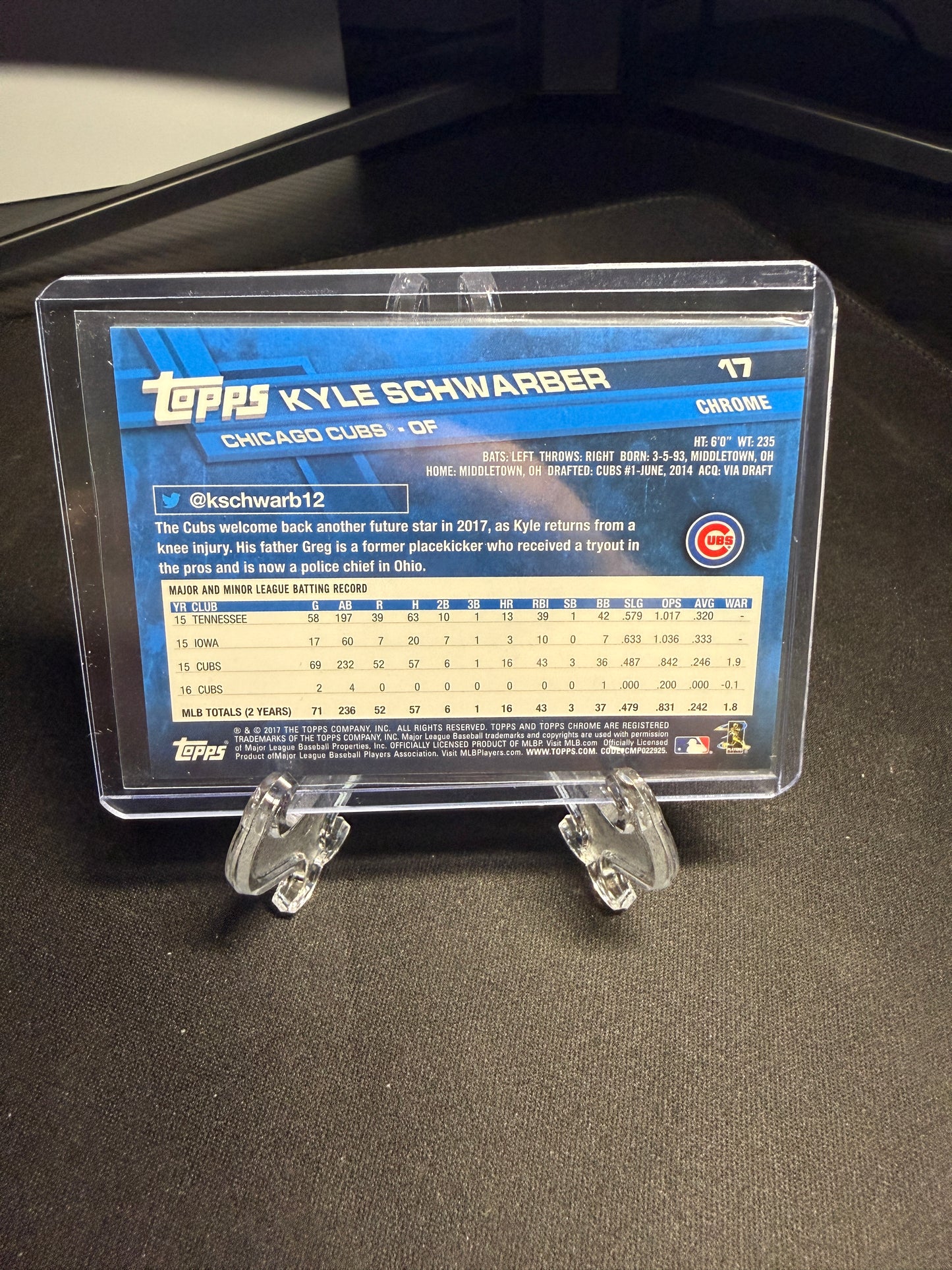 2017 Topps Chrome Kyle Schwarber Negative