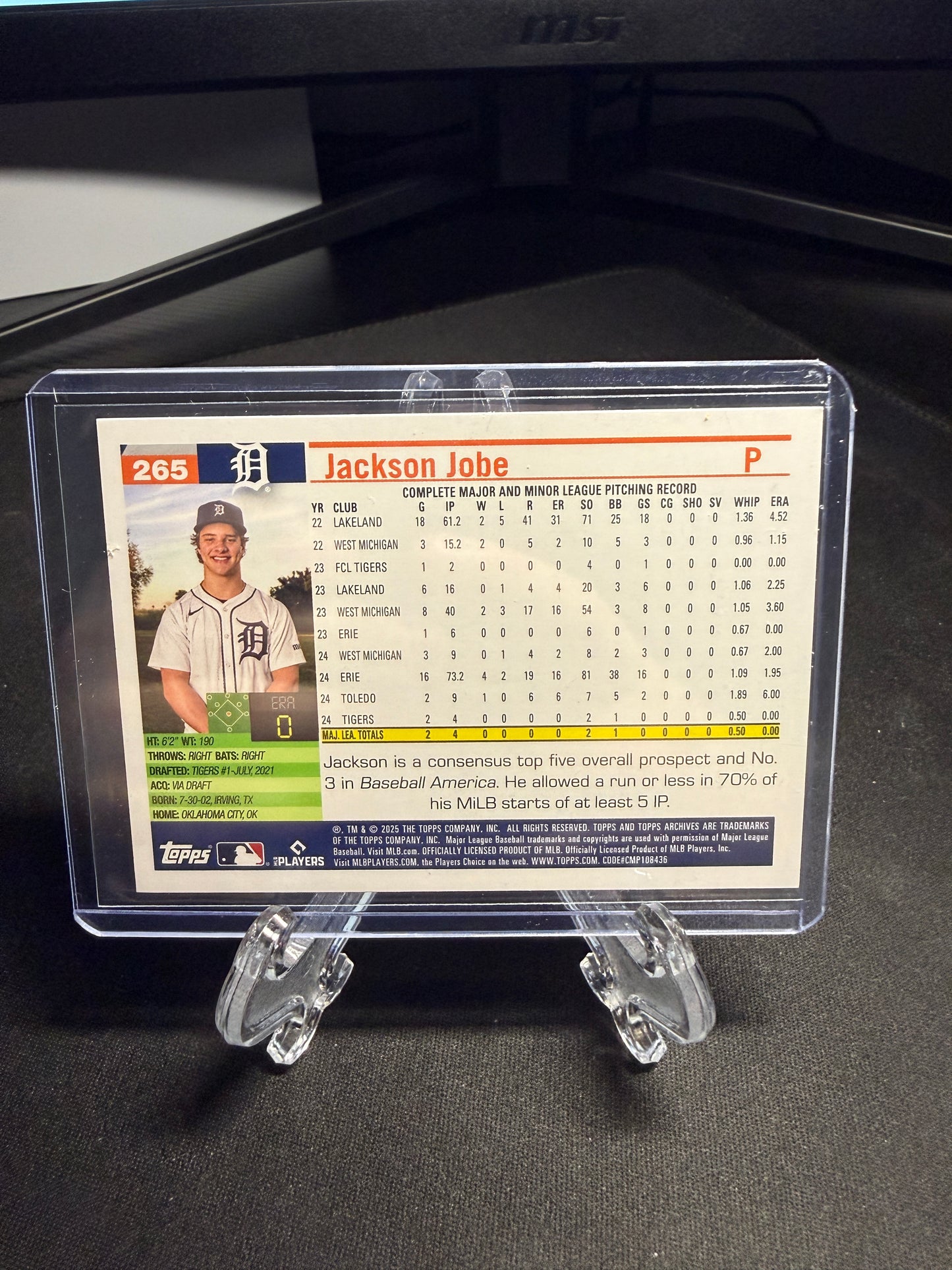 2025 Topps Archives Rookie Jackson Jobe Black Border